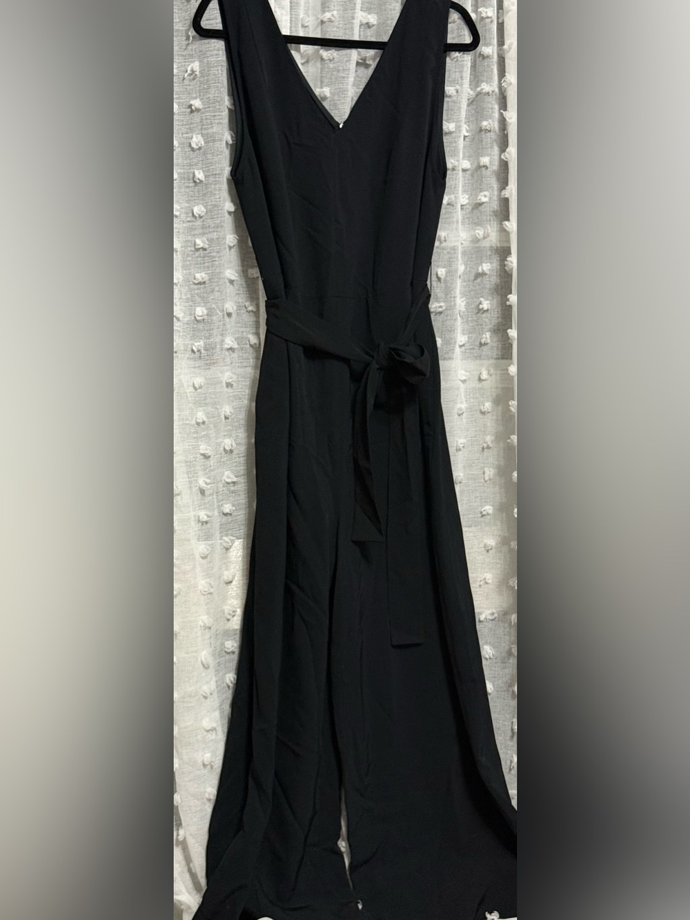 Everlane Classic Black Tie-Waist Women's wide leg jumpsuit 16 back zipper